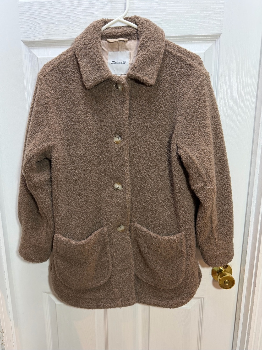 Madewell Taupe Plush Sherpa Button Jacket
